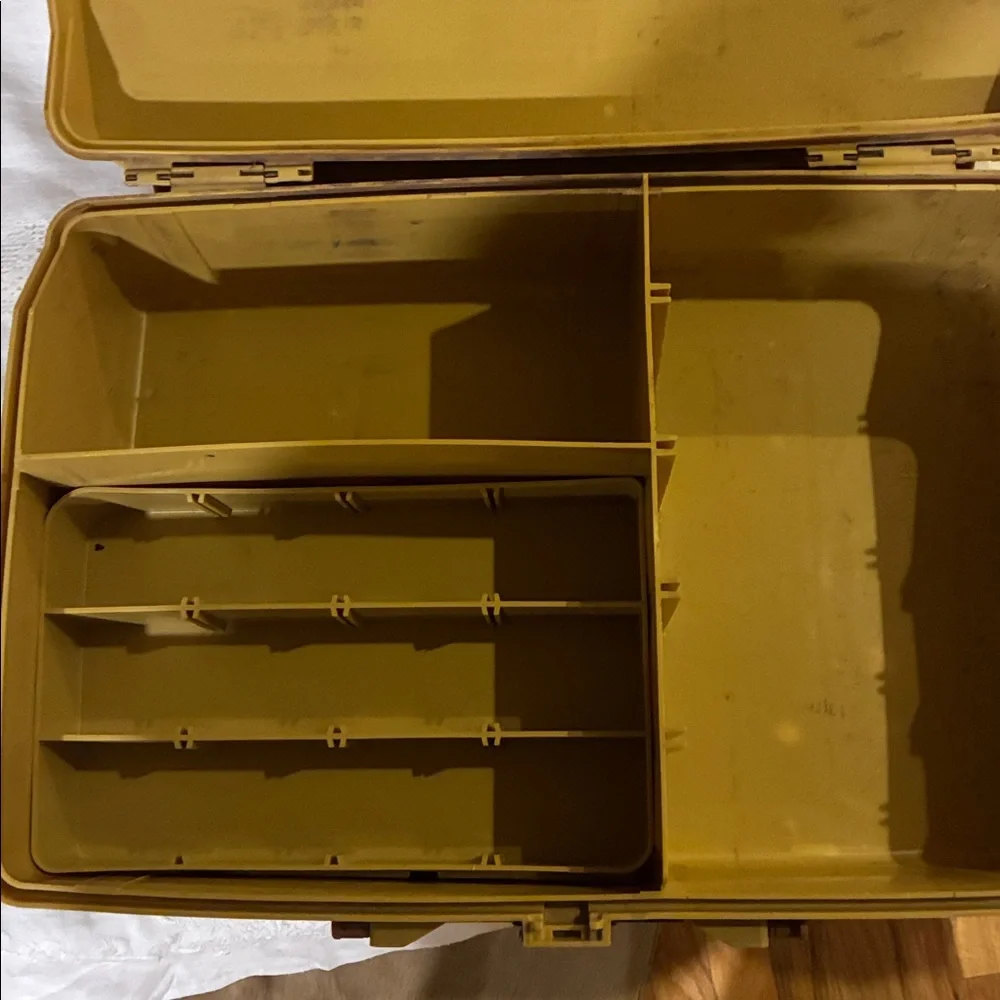 Plano Over/Under Fishing Lure/Sewing Box Amber and Gold Storage Organizer Box